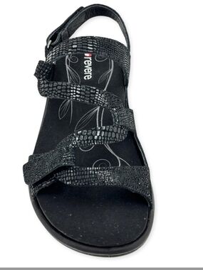 Reverse Black Textured Strappy Women's Sandal